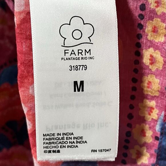 Farm Rio Floral Dream Lightweight Semi Sheer Top Size M Red Tropical Summer NEW - Picture 9 of 12